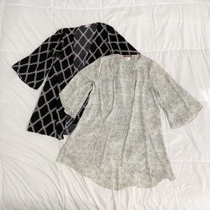 SET OF 2: Patterned Lightweight Flowy Cardigans